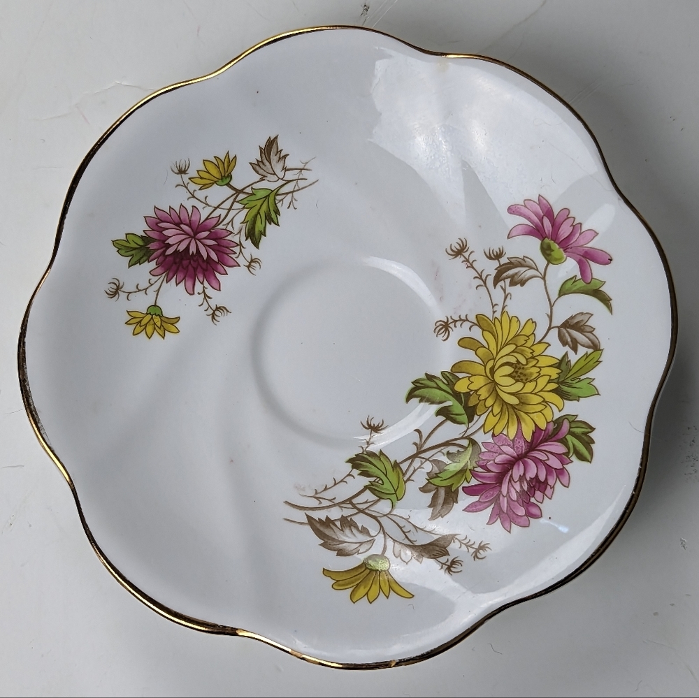 Royal Dover Flower Of The Month Saucer English Bone China Vintage